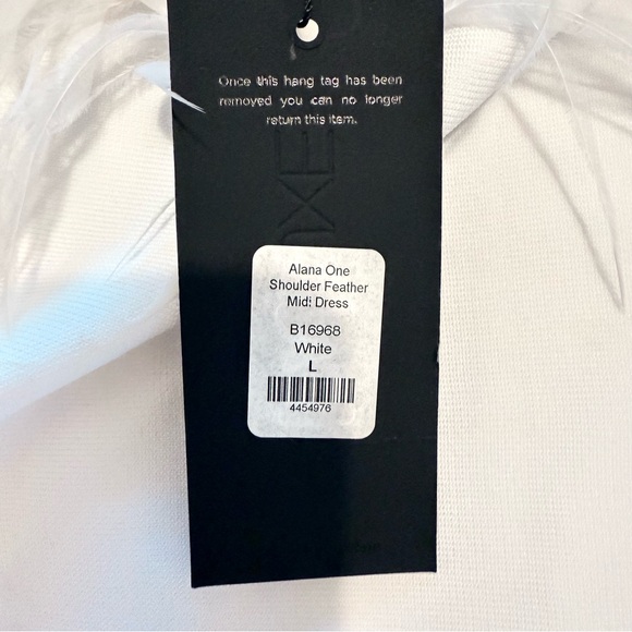 NWT FASHION NOVA LUXE White Alana One Shoulder Feather Midi Dress L - Picture 13 of 13